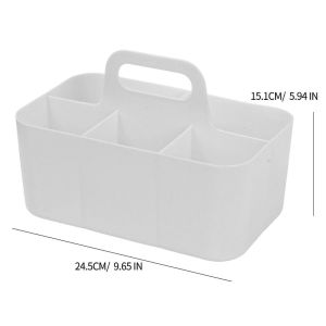 2Pcs Multiuse Organizer with Handle Portable Divided Plastic Tote Bin Stationary Pen Marker Crayons Makeup Hair Supplies Storage
