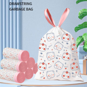 100pcs / Roll 45x50cm Drawstring Garbage Bag Disposable Trash Bag Rubbish Bag Dustbin Bag 垃圾袋