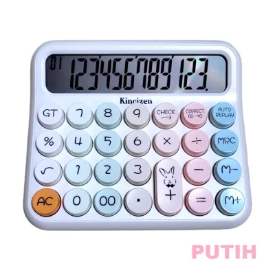BONUS BATERAI Kalkulator KINCIZEN KC-2022 mekanis siswa sekolah warna pastel layar besar kantor Tombol bulat 12 Digit cocok untuk sekolah matematika dan usaha