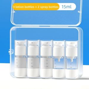 FOUNDTWO Trong suốt Bộ chai du lịch có thể đổ lại Chống rò rỉ Có thể tái sử dụng Chai bơm chân không Nhựa có hộp đựng đồ Chai đựng chất lỏng Mỹ phẩm