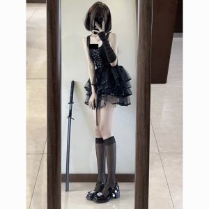 RF studio dark goth halloween costume subculture strap design suspender top + waist princess cake tutu