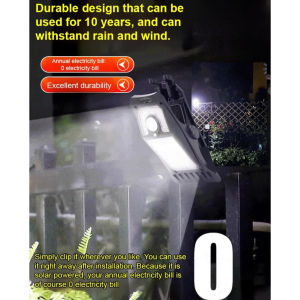 【Energy Saving】Smart Sensor Solar Clip Light/No-Drill Solar Clip Light / Waterproof Wall Light For Courtyard Lighting / Outdoor Terrace Sensor Light/Garden Lighting