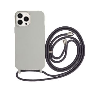 LC Tas ponsel selempang warna abu for iPhone 16 15 14 12 13 Mini 11 Pro Max 7 8 Plus X XR Anti Jatuh