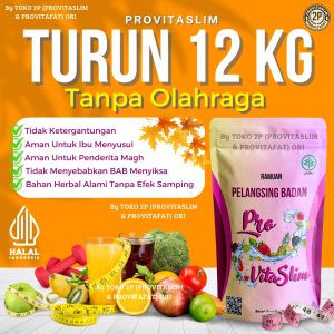 obat pelangsing badan dan perut buncit ampuh dan permanen suplemen diet turun berat badan 12kg atasi badan gemuk berlebihan pengurang nafsu makan solusi cepat kurus PROVITASLIM pembakar lemak penahan lemak minuman pelangsing detoxs tubuh By TOKO 2P by