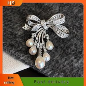 HB Luxury Zircon Pearl Bowknot Tassel Fashion Brooch Pins For Women Creative Handmade Suit Corsage Pins Clothing Accessories Gifts