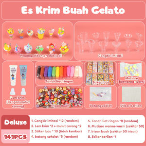 DIY Mainan Ice Cream Set Mainan Es Krim Cup Guka Set Mainan Anak Perempuan Hadiah Ulang Tahun Anak