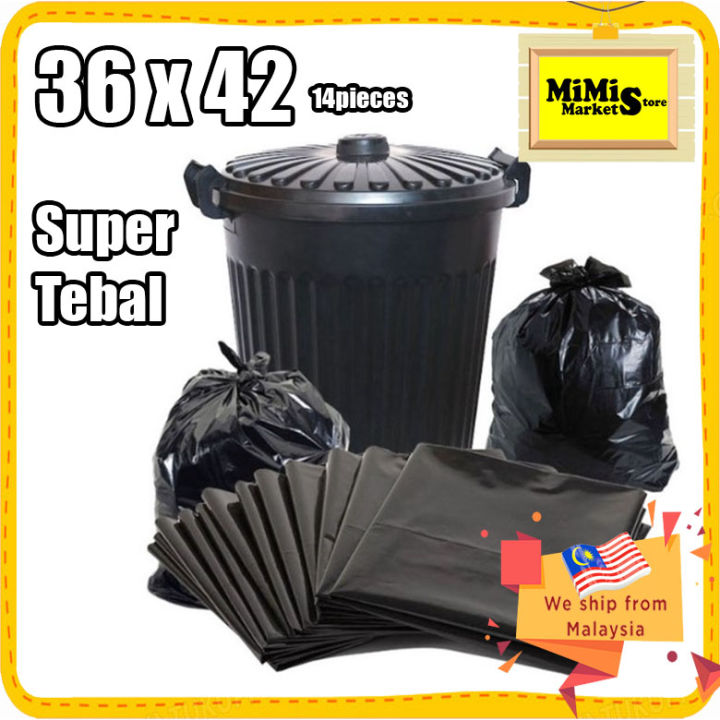 1kg Heavy Duty Garbage Rubbish Bag Large Plastik Sampah Tebal Extra Thick Heavy Duty Bin 2432