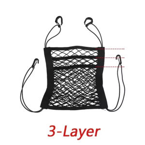 3 Layer Car Mesh Organizer Seat Back Storage Pouch Driver Net Pengatur Kereta