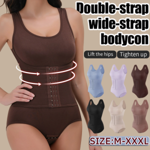 Womens Double-Strap Wide-Strap Body-Shaping Suit Double Breasted Tummy Control Body Shaper Postpartum Slimming Woman Waist Trainer