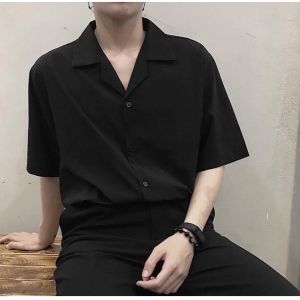 Áo sơ mi ngắn tay nam nữ cổ vest form rộng FATUNO chất cotton lụa thoáng mát vải mềm mịn