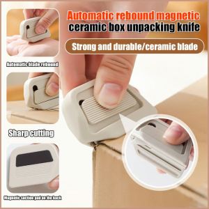 Box Remover Compact and Portable Box Remover Courier Knife Auto Rebound Magnetic Suction