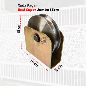 Roda Pagar Jumbo Besi Super 15cm Asli Besi Bubut Bukan Cor Roda Gerbang Besar