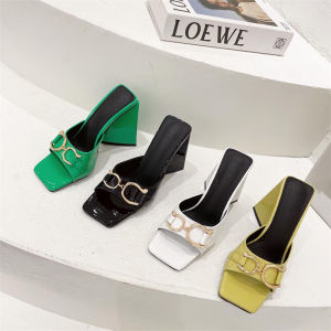 MANXIXI Fashion Women High Heels 4.13 Inches Slippers Beautiful Fish Mouth Gold Buckle Sandals (Size 35-41)