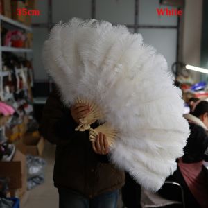 MELODI Big Red Ostrich Handheld Fur Fan Runway Props 12 Bones Carnival Belly Dance Stage Fan High Quality 3052cm 3560cm Folding Fan