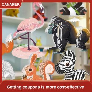 【CANAMEK】 1 bộ trẻ em giáo dục Montessori đồ chơi vui DIY Hướng dẫn lắp ráp ba chiều mô hình động vật 3D giấy câu đố đồ chơi cho bé trai cô gái