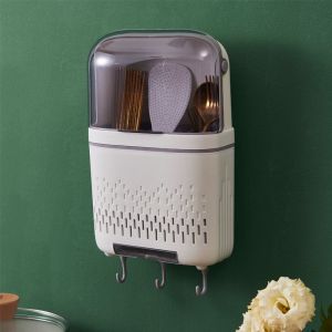 Wall-Mounted Large Capacity Chopstick Holder Cutlery Organizer For Kitchen Rack Spoon Fork Holder Lagayan ng Kutsara