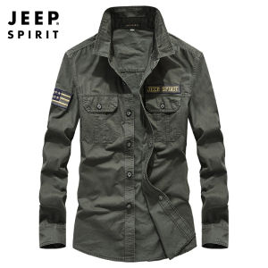 JEEP SPIRIT Áo Sơ Mi Nam Áo Sơ Mi Dài Tay Dáng Rộng Ngoại Cỡ Áo Sơ Mi Thường Ngày Thấm Hút Mồ Hôi Cotton Thoáng Khí