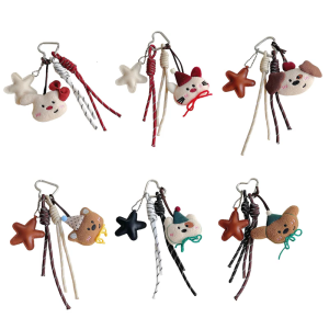 Hoạt hình vải nhung gấu Keychain cho mặt dây chuyền Túi xách nữ Phụ Kiện Xe Hơi dễ thương Túi Quà Tặng Vòng chìa khóa hình bùa may trang trí