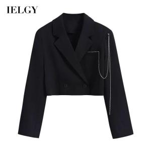 IELGY Short chain suit jacket women loose fashion all-match slim top