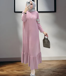 Dress Wanita Terbaru Alin Dres Katun Combed 24s Size S M L XL XXL Gamis Kaos Lengan Panjang Adem