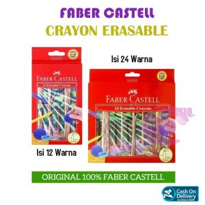 Faber Castell Crayon 12 colors / 24 colors Faber Castell Erasable Crayons Pastel Pencils Set for Drawing ( Crayon Hapus ) Pewarna / Krayon Faber Castell / Crayon Faber Castell  Oil Pastel 24 Warna Non Toxic ASLI Original