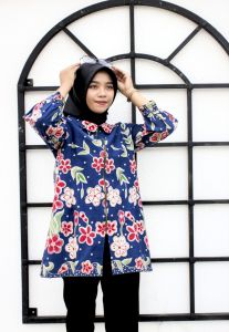 DAVINA Blouse Atasan Baju Batik Wanita Kerja Kantor Modern Kekinian Bahan Katun Primisima Premium Lapis Furing Trickot Griya Kelambiku