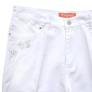Celana bahan import wanita size 30-36 Putih katun strit jumbo panjang bordir maxjem