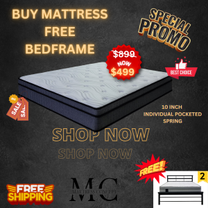 🔥 【SUPER DEAL QUEEN SIZE ONLY】10 inch Individual Pocketed Spring Mattress FREE Metal Bedframe Bed 2