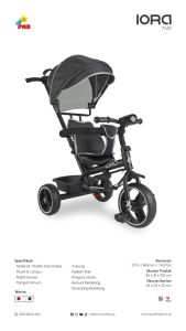 Sepeda Roda Tiga Anak PMB IORA T22 Musik Lampu LED Pengunci Roda Belakang Tricycle Stroller 1-4 Tahun