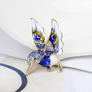 [fenggongshuode] Fashion Creative Rhinestones Hummingbird Brooches For Women Clothing Coat Accessries Gifts