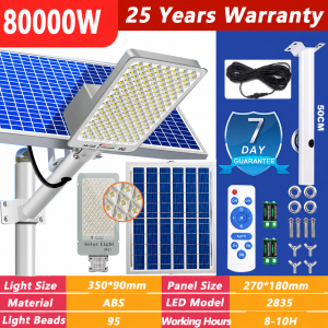 solar street light outdoor waterproof ip67 80000W 140000W 250000W 400000W automatic sensor with remote charging during the day and automatic lighting at night