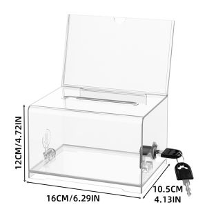 1 Pack Clear Acrylic Donation Box with Lock & Key Ballot Box & Suggestion Box with Sign Holder Tip Box for Office School Voting Fundraising Collection