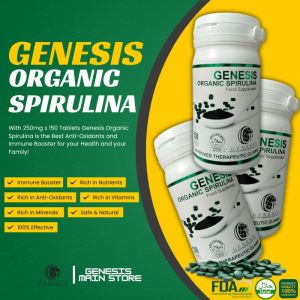 3 Bottles - Genesis Organic Spirulina 150 tablets Boost Your Immune System Support your Sleep and Daily Healthy Always