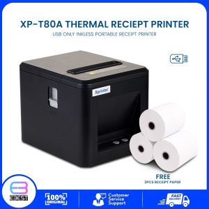 Thermal Receipt Printer XP-T80A 80mm Bluetooth USB Inkless Portable Receipt Printer with 3 rolls Receipt Paper