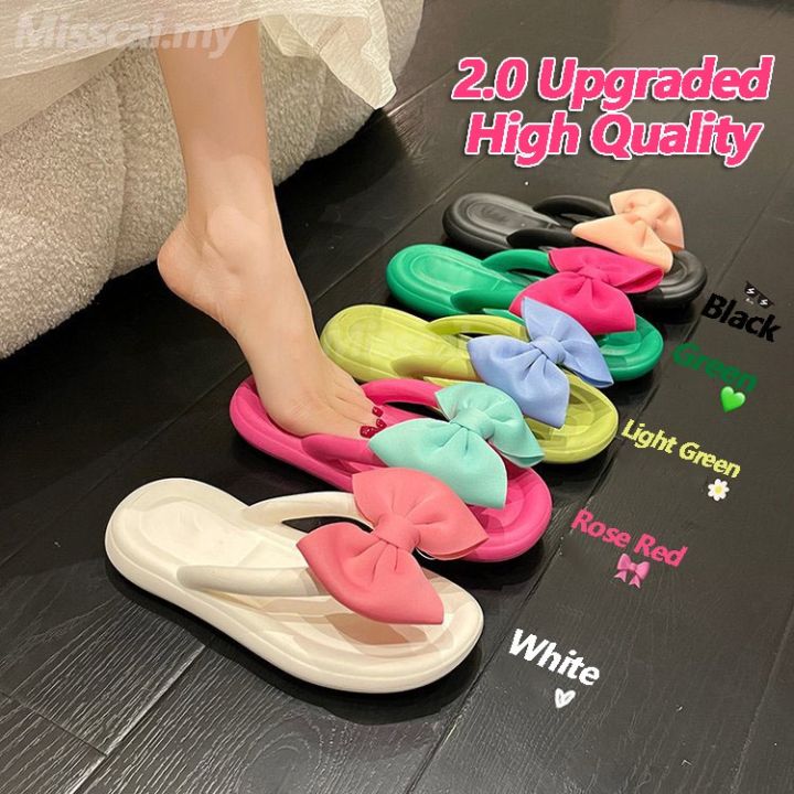 Size 36-41 Women's Shoes Thick Soles Sandal Anti-slip Flip Flops Bowknot  Indoor Slippers（add size） Lazada PH
