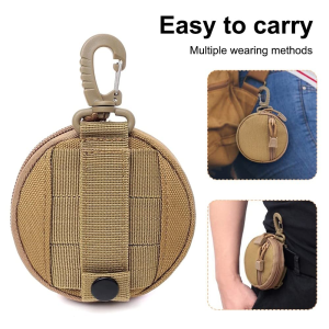 1Pcs Mini Pouch Keychain Holder Zipper Earphone Key Wallet Coin Purses Utility Outdoor Hiking Hunting Accessories Waist Bag