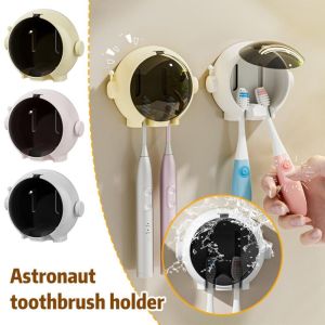 MINFEN 2Pcs Toothbrush Storage Rack with Cover Astronaut Bathroom Organizers Easy To Install Dustproof Electric Toothbrush Holder Household