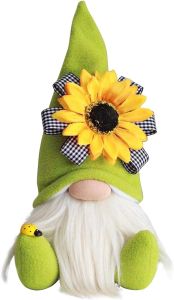 Gnome Plush Decorations for Home Spring Summer Sunflower Gnome DecorFaceless Plush DollBee Gnomes Plush DecorFaceless Doll for Home Office Festival Decor World Bee Day Tray Decor (A)
