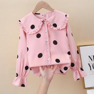 Blouse Kids Girl Baby Long Sleeve Shirt Chiffon Top Polka Dot Shirt Korean Doll Collar Top Baby Girl Clothing Baby Girl Clothing