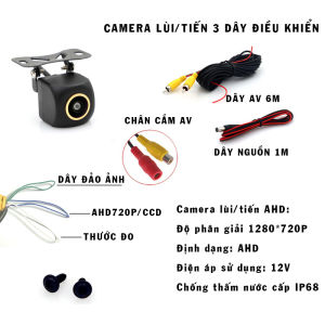 Camera căn lềlùitiến 3 dây điều khiển độ phân giải AHD dùng cho màn hình DVDLCDandroid