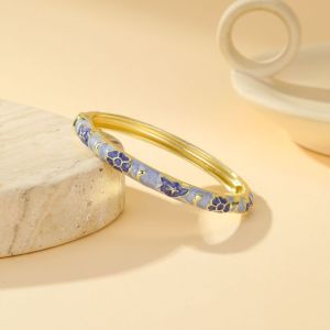 JON09 Exquisite Enamel Bracelet Zinc Alloy Retro Oil Drop Bracelet Elegant Closed End Design Floral Bracelet Women