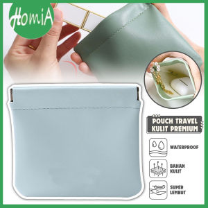 Pouch Mini Travel Bahan Kulit Premium Serbaguna / Dompet Kecil Penutup Magnet / Tas Penyimpanan Lipstick Kosmetik Uang Koin Kabel Data Headset Earphone Kunci Pembalut Wanita Kartu ATM Multifungsi / Tempat Make Up Hadiah Souvenir Pernikahan - HOMIA