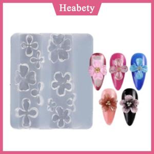 Heabety 1 3 cái Khuôn chạm khắc móng tay Hoa Lily khuôn mẫu mô hình cánh hoa Hibiscus Silicone Hawaii 3D dụng cụ làm móng rõ ràng