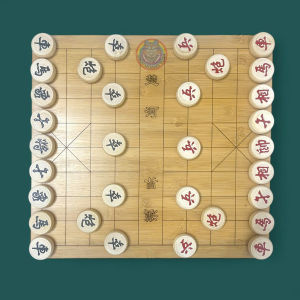 Combo Bộ Quân Cờ Tướng Gỗ Tự Nhiên Và Bàn Cờ Gỗ Trúc Nét Khắc Chìm.
