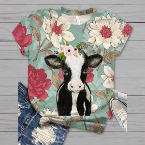 [Local Stock] ZEEMIN Dog Cat Cow 3D Print Animal Tees Summer Womens T Shirt Casual O-Neck Short Sleeve T-Shirts Y2k Tops Harajuku Female Clothing