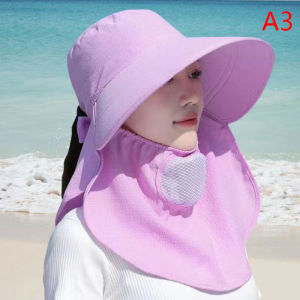 【Clementty】 Summer Hat Women Outdoor Cycling Sunshade Face Mask Wide Brim Breathable Suncreen Sun Hats Casual Sunhat Visor Uv Protection New