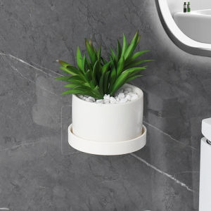 Round Storage Shelf Wall Mounted Self Adhesive Practical Soap Bottles Holder Space Saving Bathroom Organization