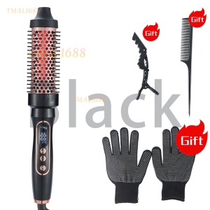 [✅SG Ready Stock]New 2 in 1 Portable lonic Straiqhtening Heated Round Brush HairSStyling Tools Electric Infrared Heating Elegant Pink Ionic Hair Styling Brush with Anti-Slip Handle and Heat Protection