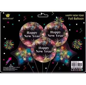 Happy New Year Foil Balloon Set 5in1 Party Decoration Party Supplies Vibrant Atmosphere Festive Touch Easy Use Unique Flair