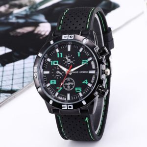 Mens Sporty Quartz Watch with Night Light Rubber Strap Chronograph Design for Casual and Business Wear